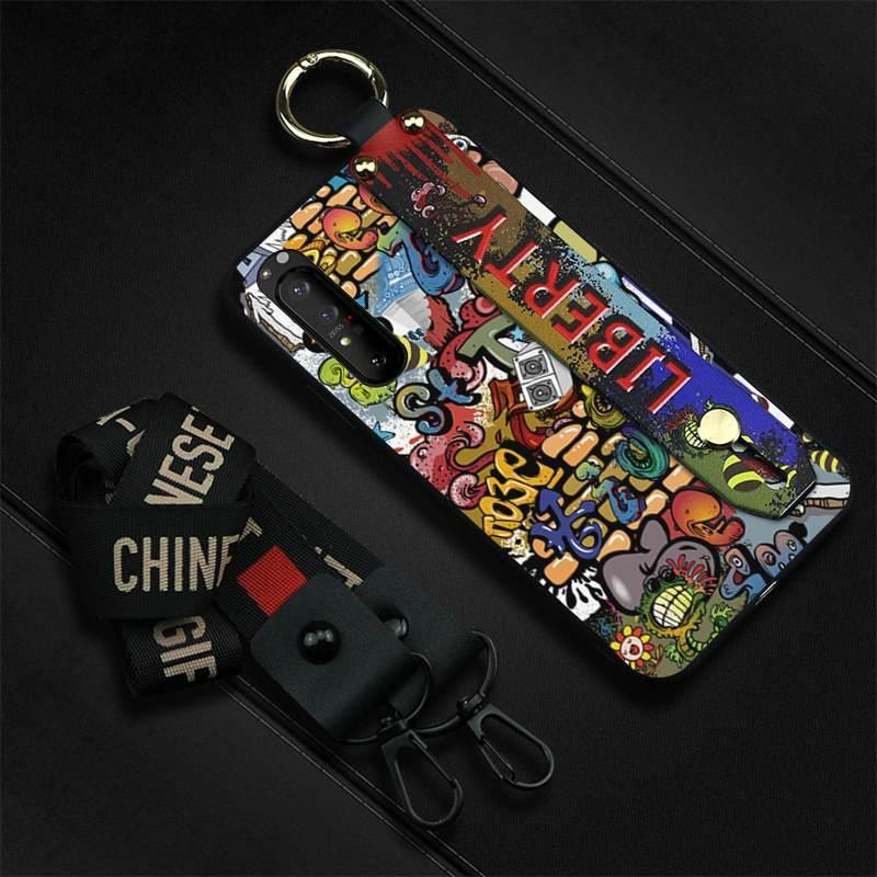 Ốp Điện Thoại Họa Tiết Graffiti Gắn Dây Đeo Cổ Tay Làm Vòng Đỡ Phối Dây Treo Cho Sony Xperia1 Ii