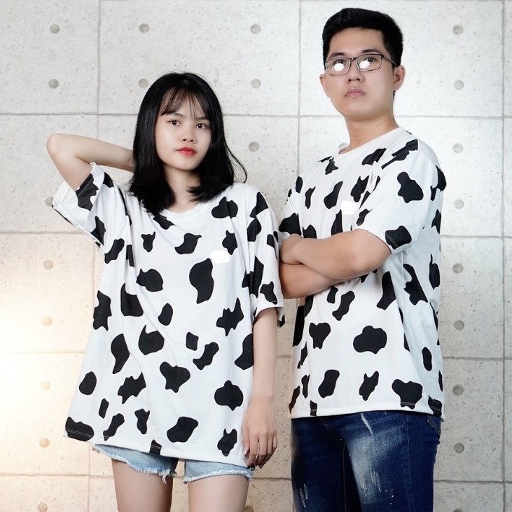 Áo thun tay lỡ Bò sữa  Nam Nữ Unisex