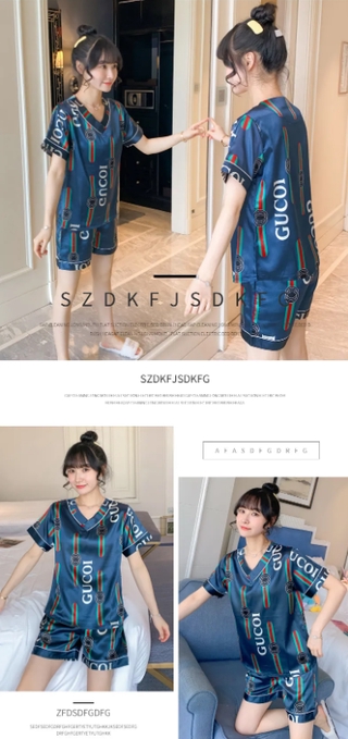 【COD】Đồ Ngủ Lụa Mỏng Ngắn Tay Bộ đồ Mặc Nhà Sexy Bộ đồ Mặc Nhà
