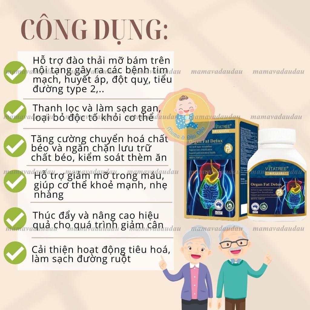Viên uống ORGAN FAT DETOX VITATREE giảm c.â.n đào th.ả.i m.ỡ n.ộ.i t.ạ.n.g