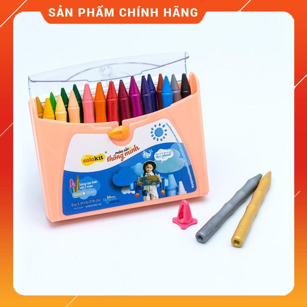 [Chính Hãng] SÁP NHỰA MÀU COLOKIT PCR-C09 (HỘP 24 MÀU) - CÓ 2 MÀU ĐẶC BIỆT GOLD & SILVER