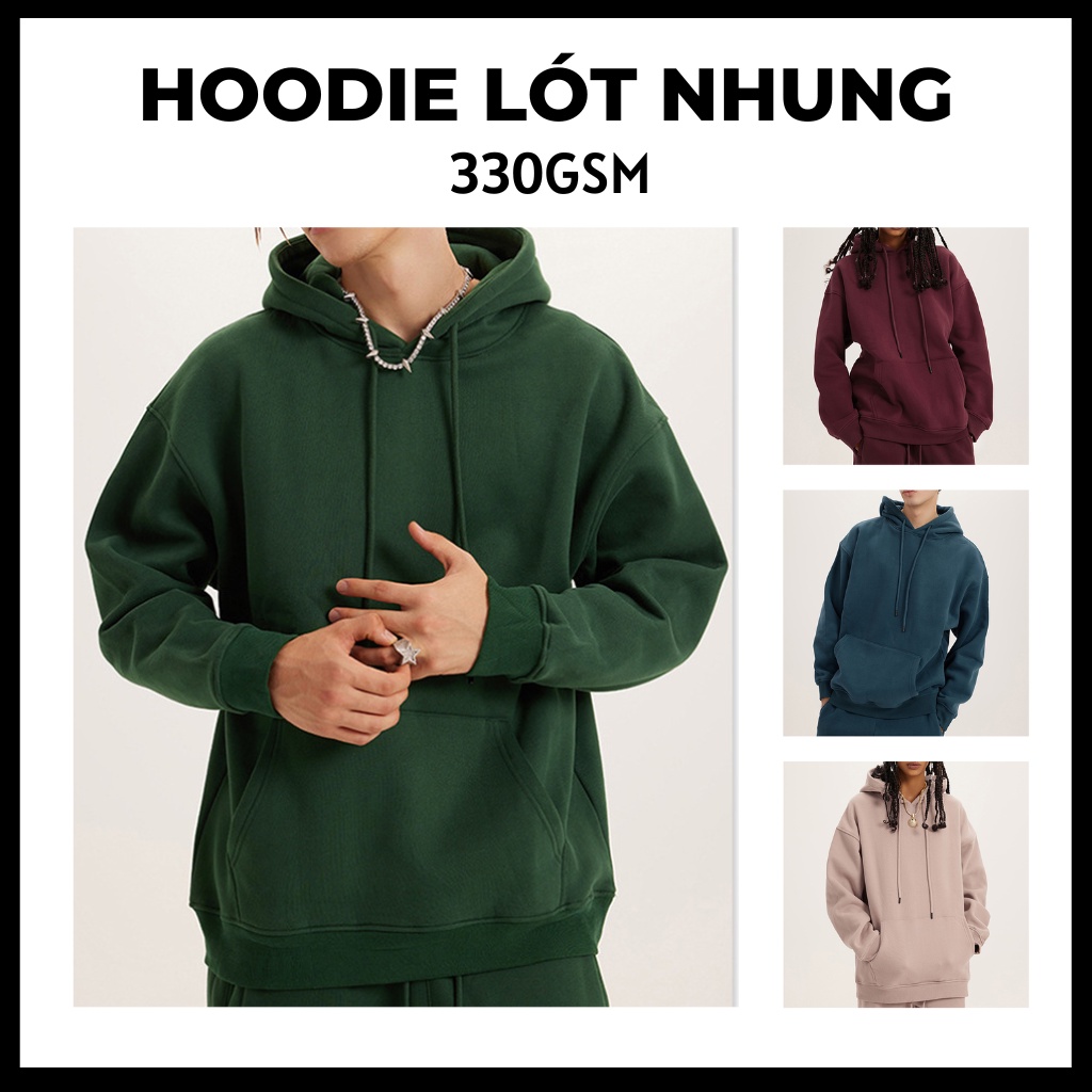 330G Hoodie Lót Bông Cao Cấp "12 Màu Tối" - Form Unisex Định Lượng 330gsm - Áo Hoodie Dầy Dặn Nam Nữ Mùa Đông 2022