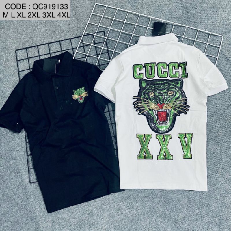 Áo thun nam CUCCI hổ xanh kim sa - hàng QC chính hãng - vải cotton co dãn 4 chiều