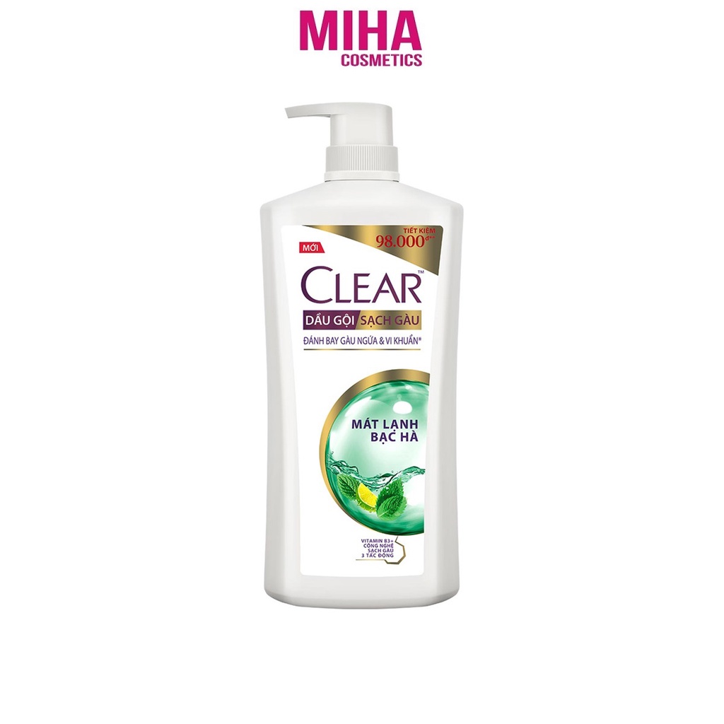 Dầu Gội Sạch Gàu CLEAR Bạc Hà Mát Lạnh 880g