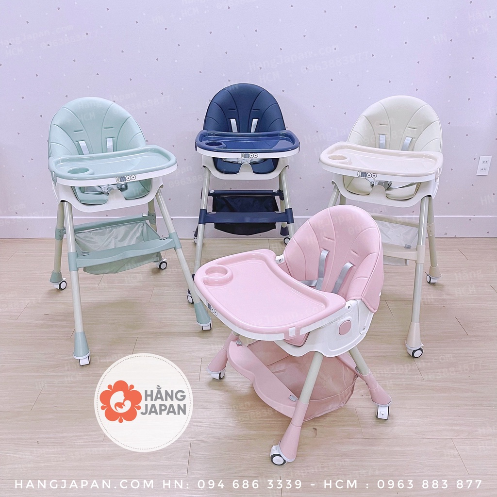 Ghế ăn dặm ngả lưng gấp gọn có bánh xe Umoo UM-05117