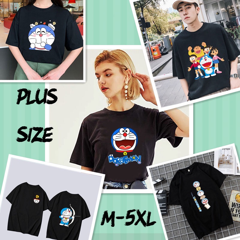 Áo Thun Tay Ngắn In Hình Doraemon Dễ Thương Cho Cặp Đôi