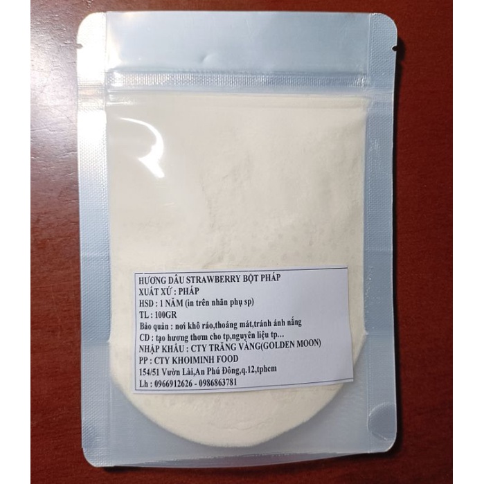 100gr bột hương dâu Pháp Strawberry siêu thơm- hương thực phẩm