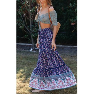 Chân váy thổ cẩm boho dáng dài