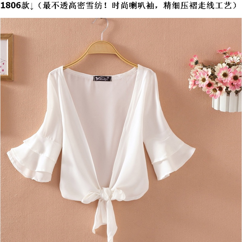 Hàng Mới Về Áo Khoác Chiffon Ren Ngắn Tay Chống Nắng Thời Trang Mùa Hè Cho Nữ