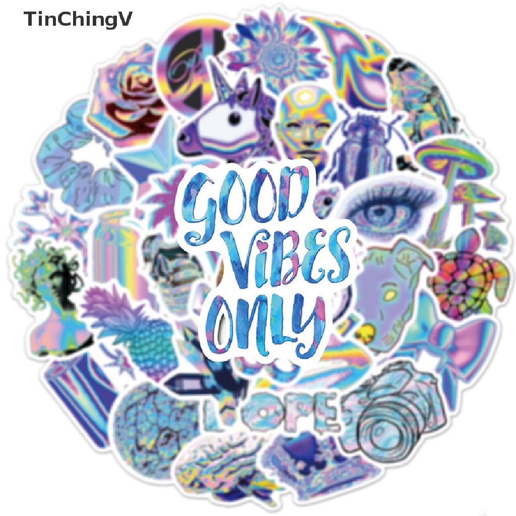 Bộ 50 Miếng Dán Holographic Dùng Trang Trí Quà Tặng Cho Bé Gái