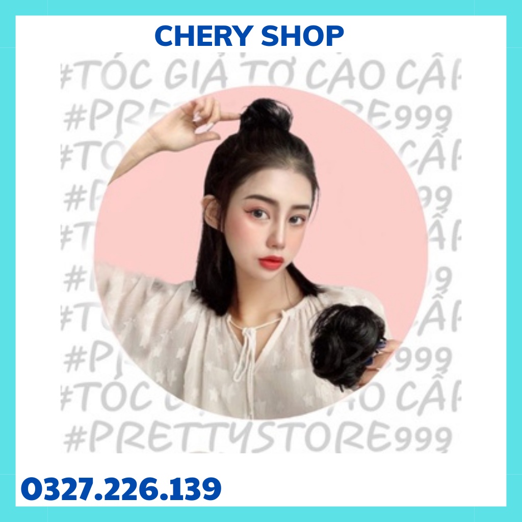 Tóc gỉa búi mini kẹp nửa đầu sợi tơ cao cấp cho nàng chery shop