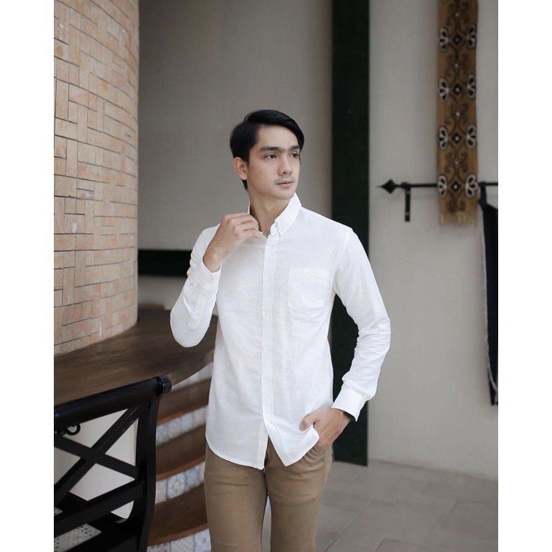 Áo Sơ Mi Tay Dài Màu Trắng Đen Thời Trang Công Sở Cho Nam
