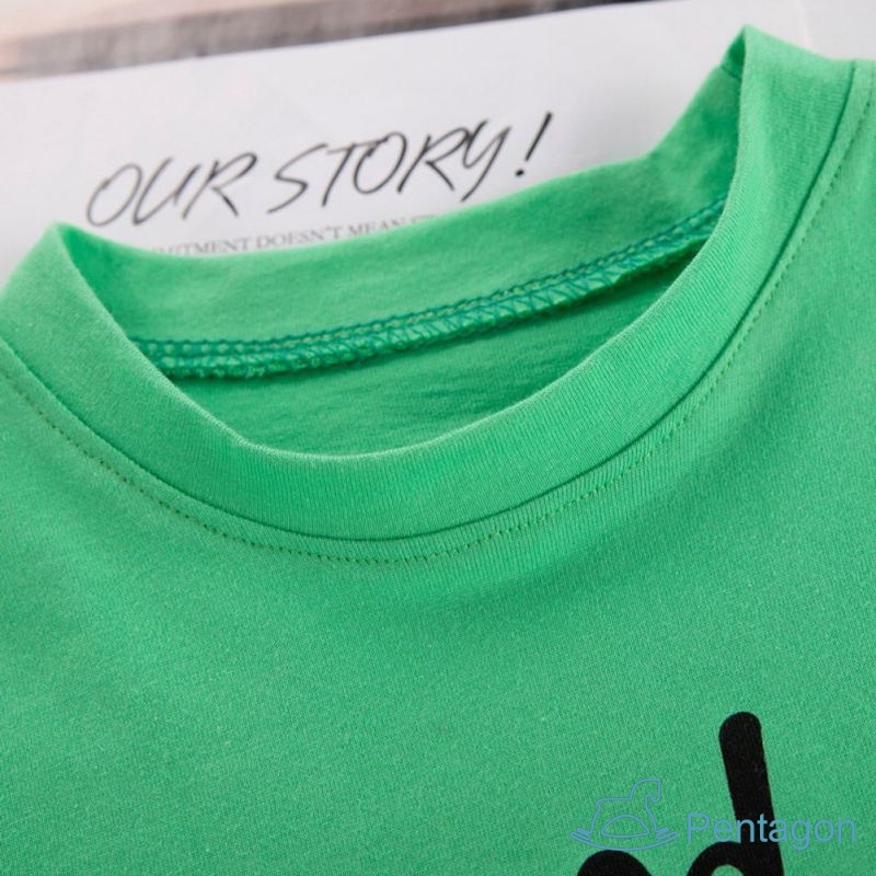 Bộ Quần Áo Ngắn Tay Cổ Tròn In Họa Tiết Hoạt Hình Thoáng Khí Thời Trang Mùa Hè Cho Bé Trai