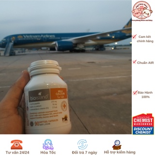 (Cam Kết Chuẩn AIR) Canxi Sữa Bio Island - Milk canxi Bio island bổ xung cho bé: 90v - Úc