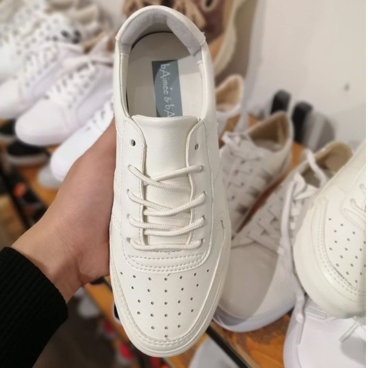 Giày Sneaker Nữ bAimée &amp; bAmor Thể Thao Màu Trắng Kem Cổ Thấp Đế Bằng Cao 2P Hàn Quốc Cao Cấp Đẹp Chính Hãng MS1408