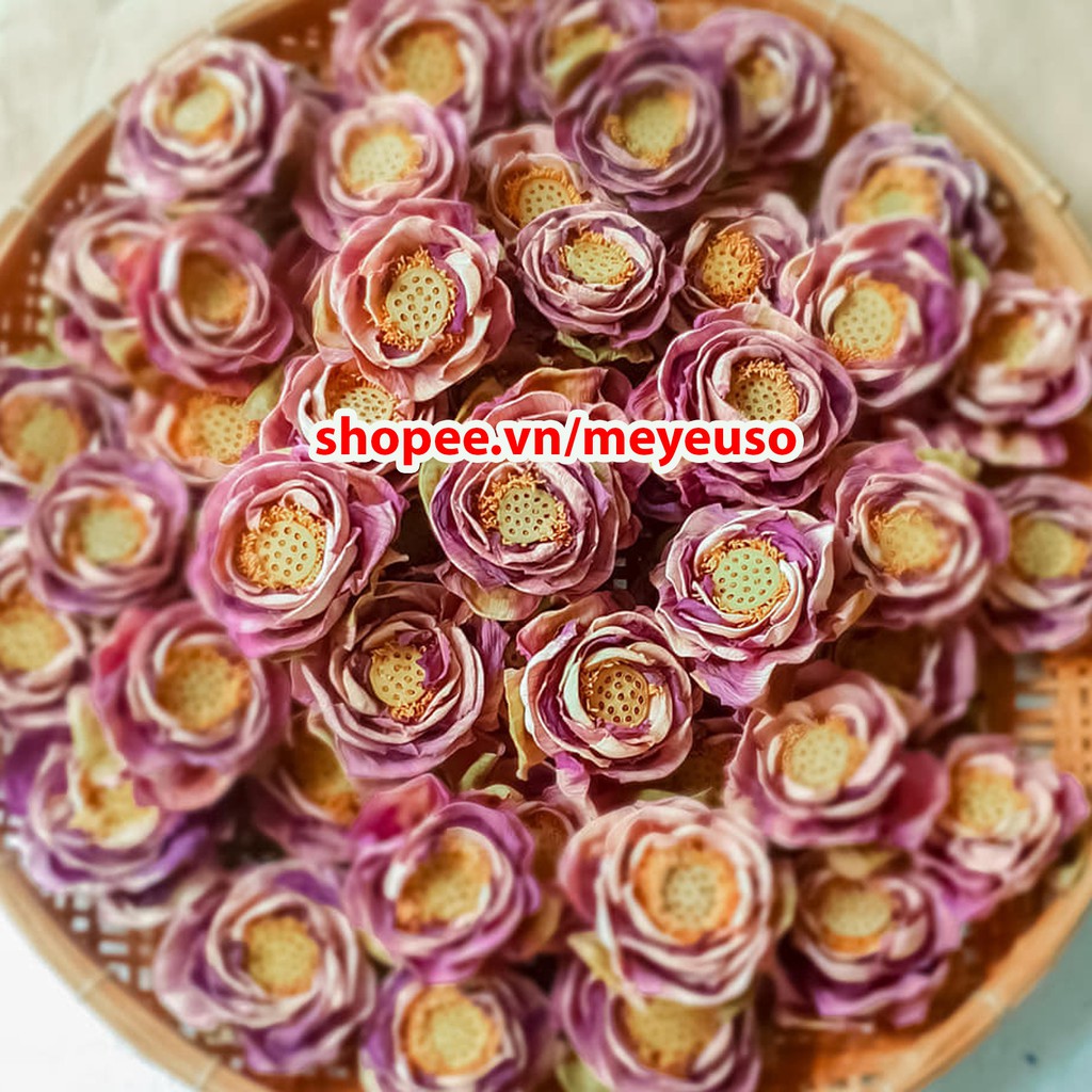 10 bông Trà hoa sen trắng quan âm, sen hồng sấy lạnh nguyên bông