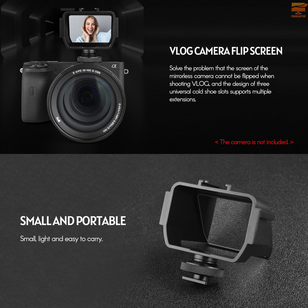 ANDOER Gương Lật Với 3 Ngàm Gắn Đèn Led Mini Cho Máy Ảnh Sony A6000 / A6300 / A6500 / A72 Series / A73 Series Nikon Z6 / Zr7