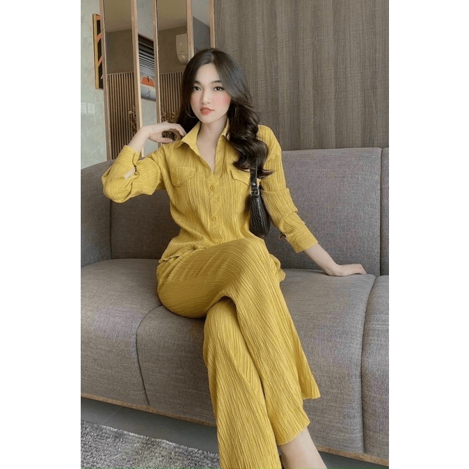 SÉT BỘ NỮ DÀI XỐP GÂN HÀNG THIẾT KẾ SANG CHẢNH Y HÌNH THỜI TRANG HHP