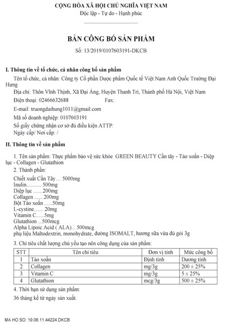 Diệp lục cần Tây ( kèm thẻ bảo hành) | BigBuy360 - bigbuy360.vn