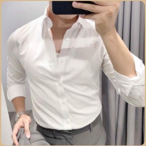 Áo Sơ Mi Nam Chất Lụa Trắng Trơn Đen Trơn Chất Cotton Dài Tay đi học hay công sở đều đẹp Adam_fashion