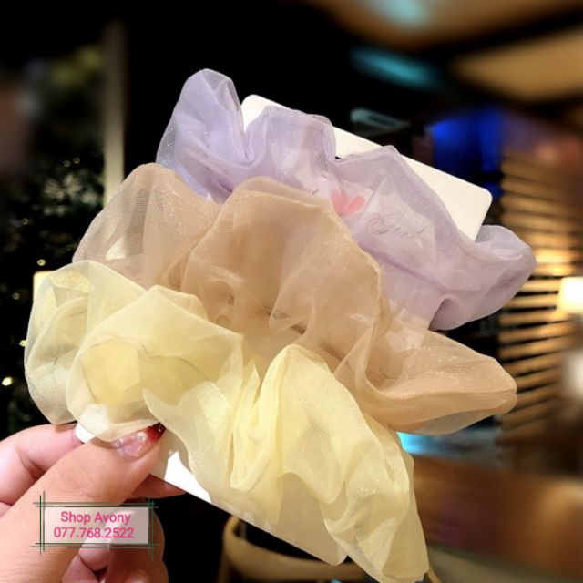 Cột tóc vải Scrunchies voal gam màu pastel