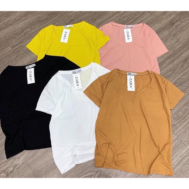 Combo ao thun zara chất thun xước . Size S m L form rộng . Mặc đi chơi đi học đều hợp .Có 5 màu vàng hồng đen trắng nâu