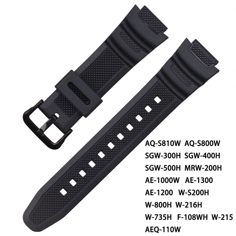 Dây Đeo Đồng Hồ Bằng Silicone Cho Casio AE-1000w AQ-S810W SGW-400H / SGW-300H 18mm