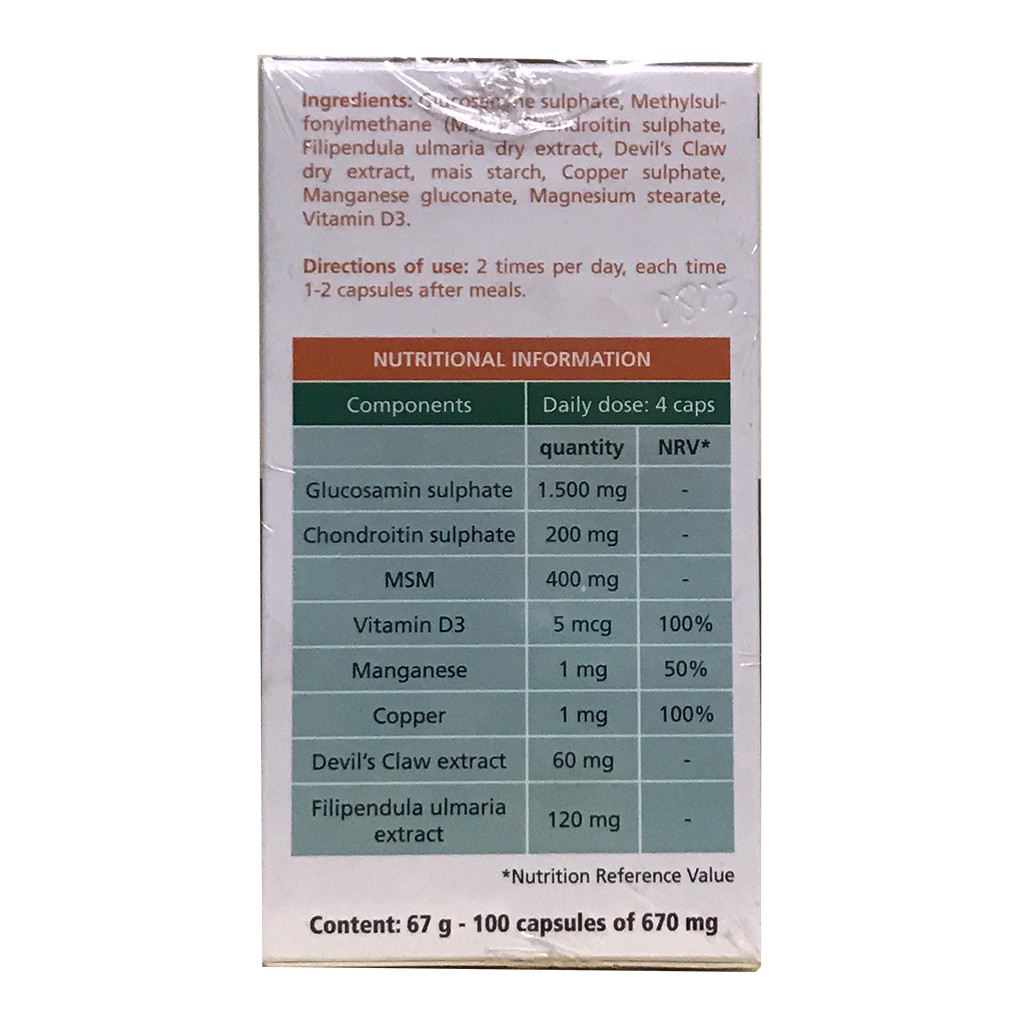 Viên Uống Glucosamin Artroflex Hộp 100 Viên - Tái Tạo Tăng Cường Chất Lượng Sụn Khớp