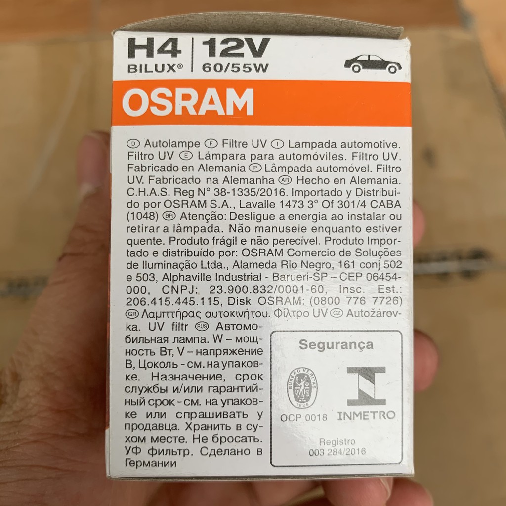 Bóng đèn halogen OSRAM tiêu chuẩn 12V 60/55W chân H4 chính hãng siêu sáng cho ôtô xe máy