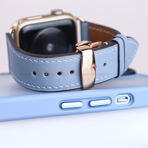 Dây Da Handmade [DA THẬT, BẢO HÀNH 1 NĂM] Swift Xanh Sierra cho Apple Watch Seris 1/2/3/4/5/6/7