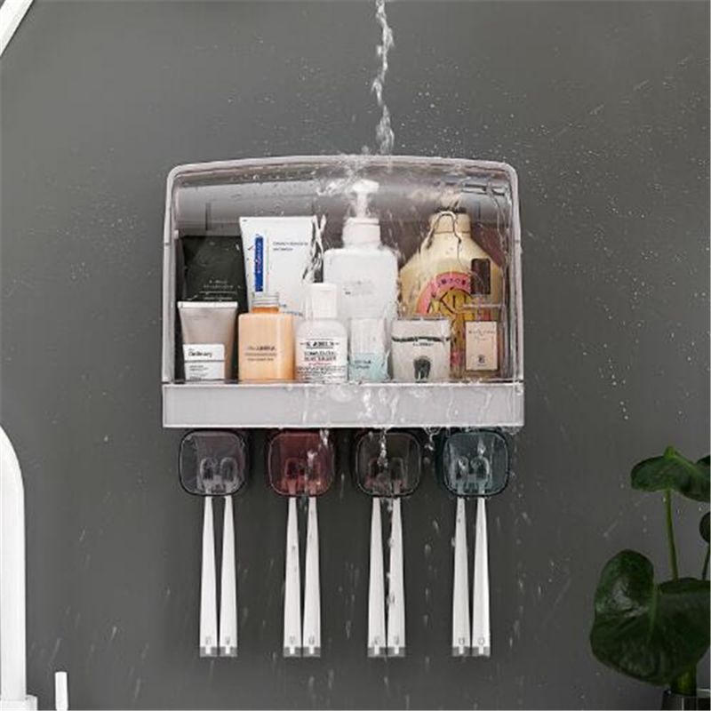 Hộp đựng dụng cụ nhà tắm kèm 4 ly có nắp chắn nước,,,