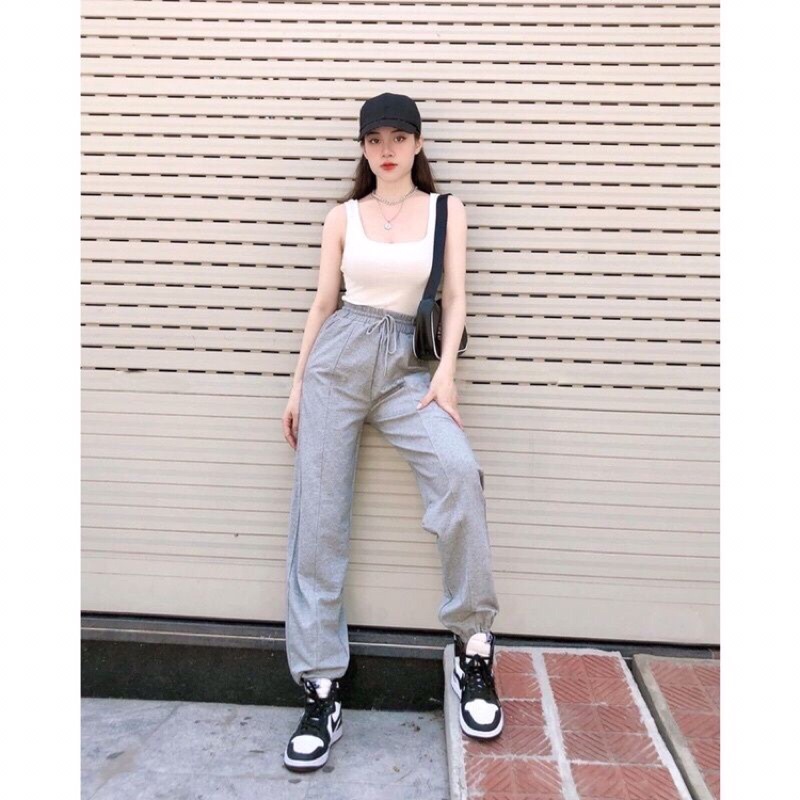 QUẦN JOGGER CẠP CHUN BO GẤU VẢI NỈ THUN DA CÁ,QUẦN BOOM ỐNG RỘNG BO GẤU SIÊU HOT