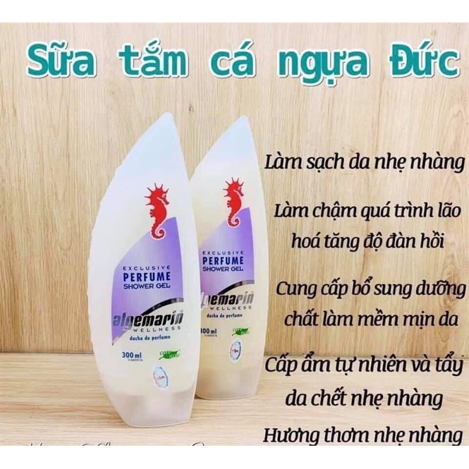 Sữa Tắm Cá Ngựa Đức mẫu mới vuông 300ml - có vòi 500ml lưu hương cực lâu!