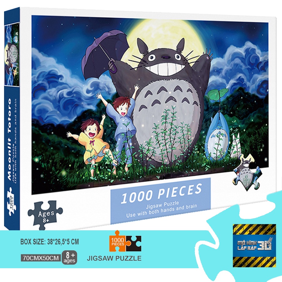 Bộ tranh ghép xếp hình 1000 miếng Jigsaw Puzzle Phim hoạt hình Totoro  - Tranh xếp hình bằng giấy kích thước 75x50cm