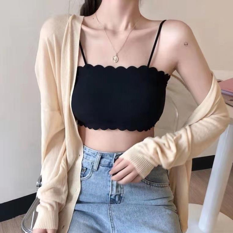 Áo Bra Đúc Su Tăm Viền Sóng 2 Dây Mềm Mát Có Mút Ngực Hot Trend 235