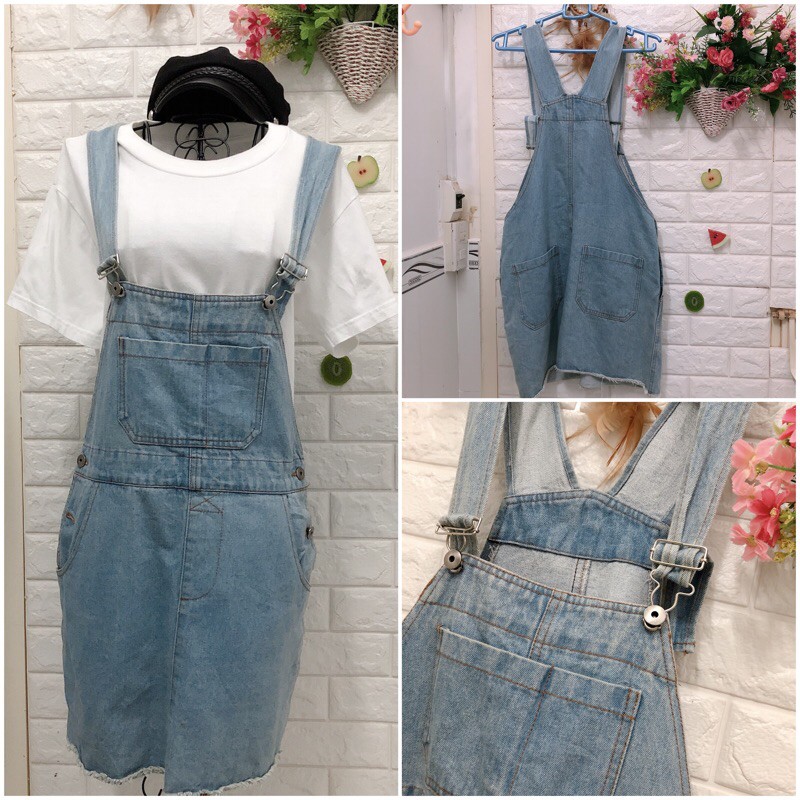 Yếm jean bò Ulzzang Hàn dưới 60 kg