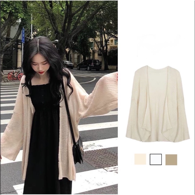 Áo khoác len cardigan mỏng ( ảnh thật )