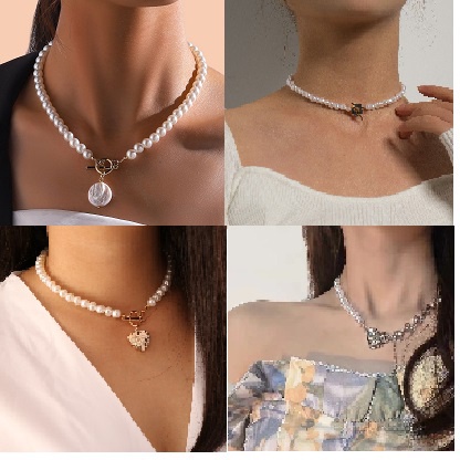 Vòng cổ Đính Ngọc Trai Tròn Phong Cách Âu Mỹ Thời Trang