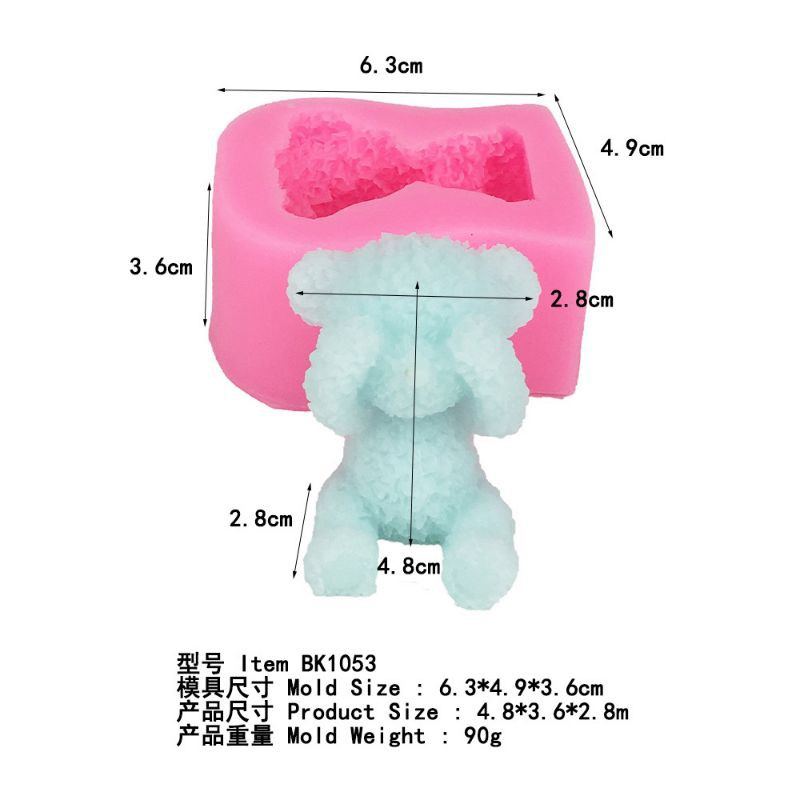 Khuôn rau câu silicon gấu 3 không