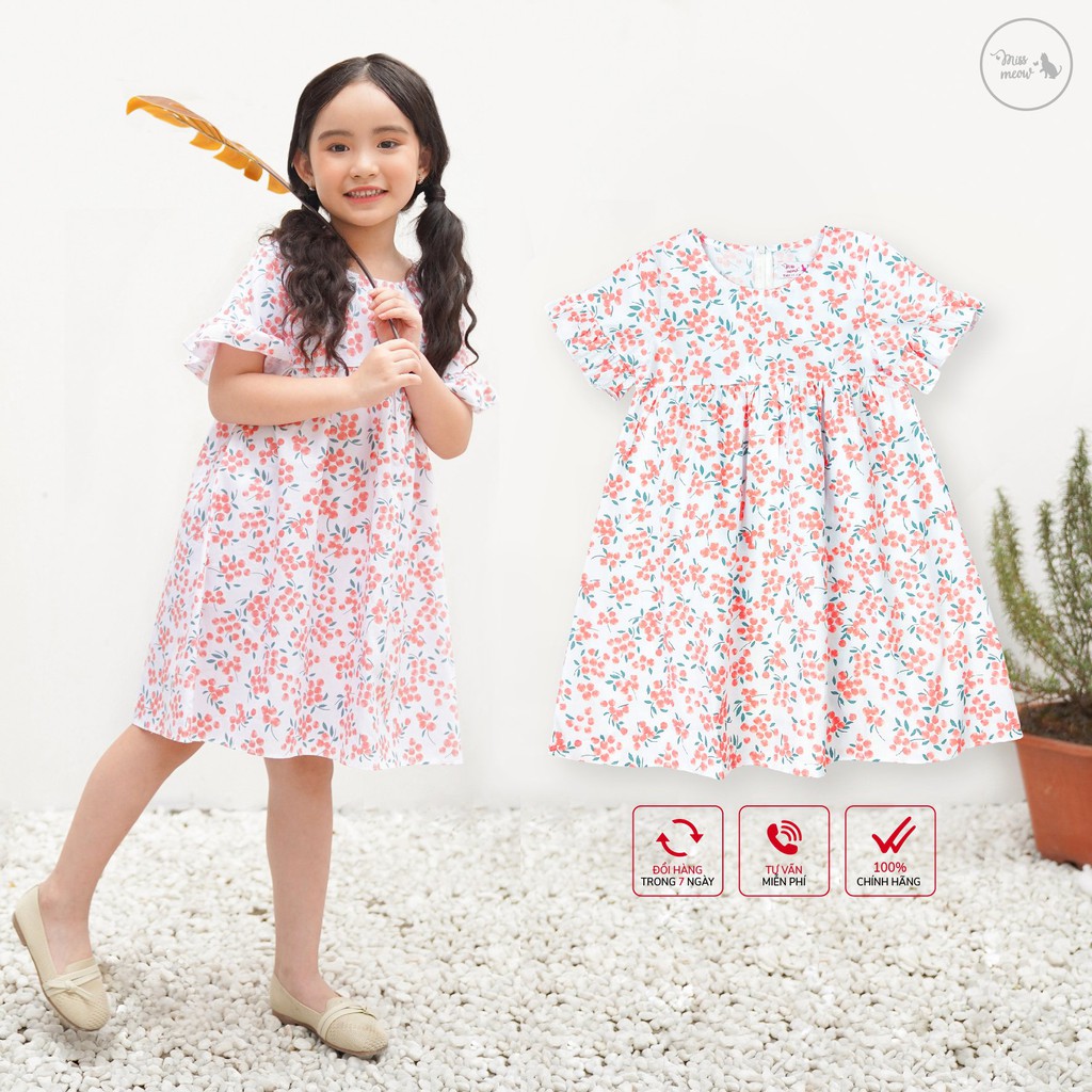 Đầm Cho Bé Gái Bigfox - Miss Meow Tay Chuông Dáng Babydoll Họa Tiết Hoa Nhí Size Trẻ Em 3,4,5,6,7,8,11 Tuổi