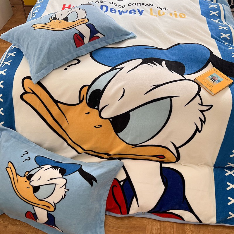 Bộ chăn ga gối nỉ DISNEY cao cấp loại 1, Chất nỉ mềm mịn an toàn cho da, không xổ lông, làm ấm nhanh sẵn hàng