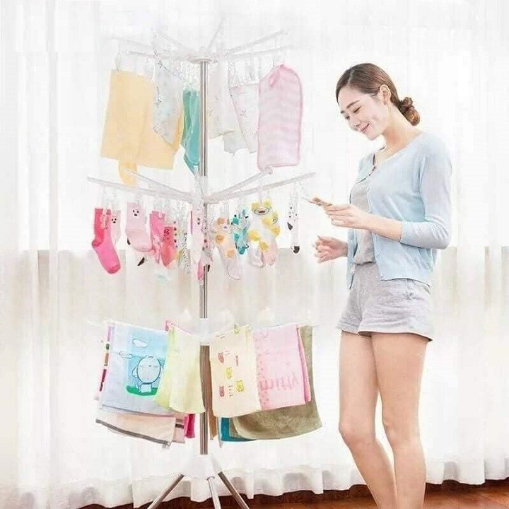 [FREESHIP❤️] Cây phơi đồ cho bé, Giá phơi đồ đa năng 56 kẹp xoay 360 độ tiện lợi