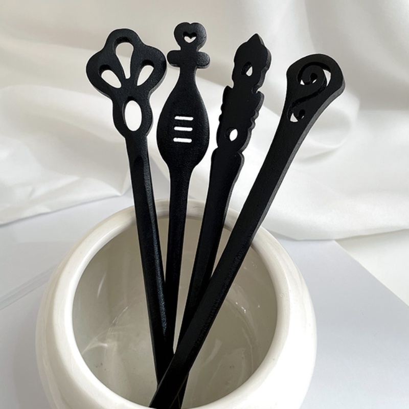 Trâm Cài Tóc Bằng Gỗ Mun Làm Thủ Công Phong Cách Retro Đơn Giản Cho Nữ