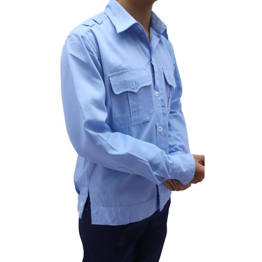 Áo bảo hộ lao động vải Kaki liên doanh, màu xanh hòa bình, sản xuất bởi Bảo hộ FFD