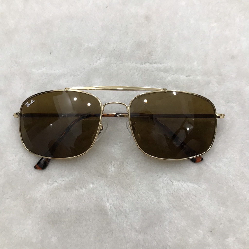 Kính Mát Rayban Mắt Chữ Nhật Màu Nâu Trà