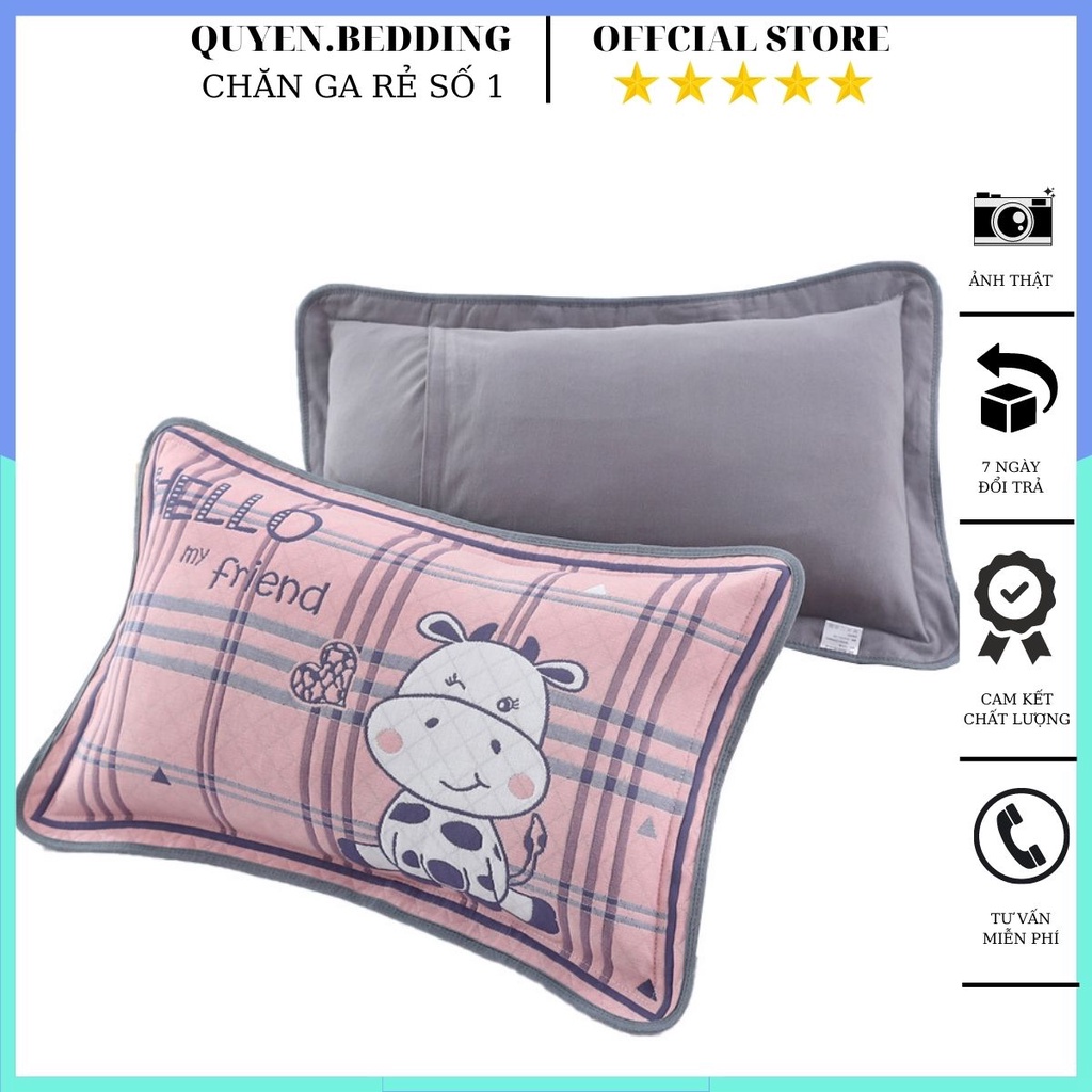 Gối đũi cho bé, gối cotton đũi cho bé từ 1 đến 10 tuổi mềm mịn thoáng khí thấm hút mồ hôi tốt, nhiều hình ngộ nghĩnh
