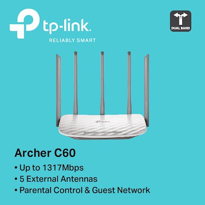 Bộ phát TPLINK Băng tần kép Wi-Fi AC1350 Archer C60 | BigBuy360 - bigbuy360.vn