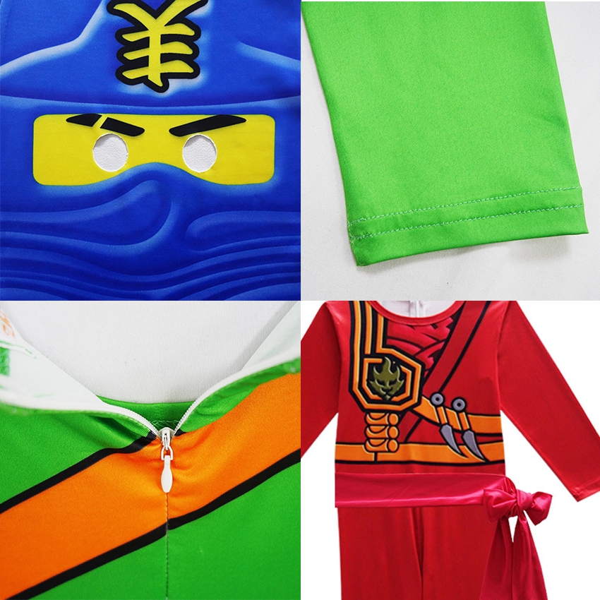 LEGO NINJAGO Role Cosplay Costume Halloween Boys Girls Jumpsuit Set Ninja Funny Party Kids Clothing