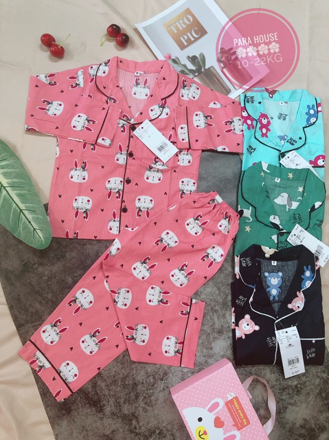 Bộ Quần Áo Pijama Dài Tay Thu Đông Cho Bé Chất Thô Lụa