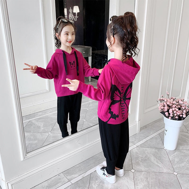 Set áo hoodie và quần dài Iq Angel in hình dễ thương cho bé gái